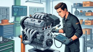 Современная иллюстрация двигателя Lada Vesta для статьи о выборе бэушных запчастей в 2026 году